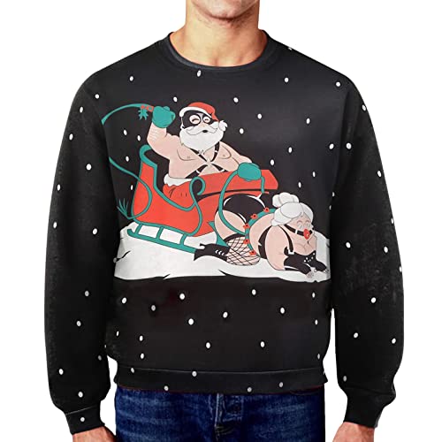 Weihnachtspullover Herren Christmas Sweater Weihnachtsmann Lustig Weihnachtspulli Männer Pullover Weihnachtsoutfit Familie Langarmshirt Sweatshirt Santa Heiligabend Xmas Shirt L von Generic