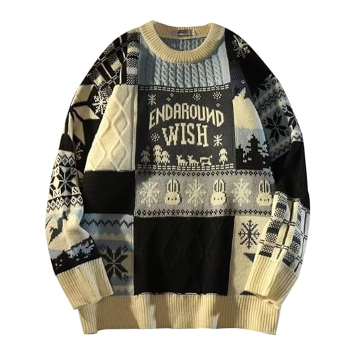 Weihnachtspullover Herren Strickpullover Rentier Lustig Norweger Pullover Ugly Christmas Sweater Langarm Weihnachtspulli Strickpulli Paare Weihnachtspullover Familie Set von Generic