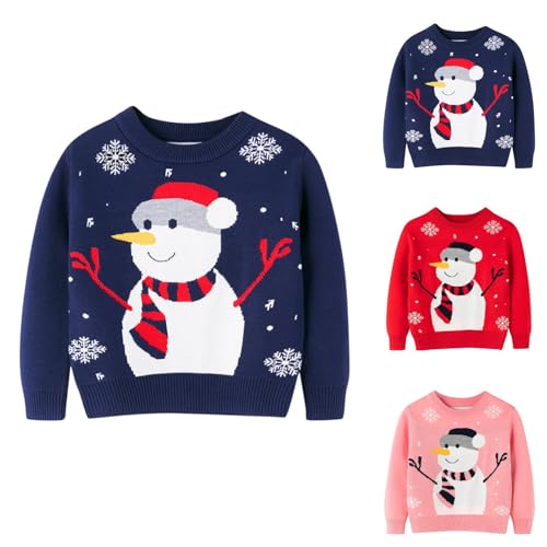 Weihnachtspullover Kinder Strickpullover Winter-Sweatshirt Langarm Pullover für Jungen Kleinkind Mädchen Schneemann Baumwolle Top von Generic