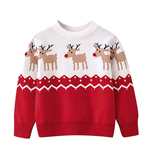 Weihnachtspullover Kinder - Ugly Christmas Sweater Strickpullover Oberteil Mädchen Jungen Weihnachts Slim Fit Ausgefallene Pullover Mode Niedliche Weihnachtspullover für 3-9 Jahre Alt von Generic