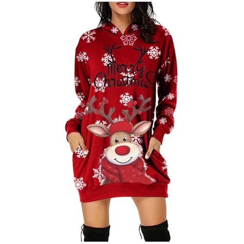 Weihnachtspullover Kleider Damen Rot Weinglas Lang Kapuzenpullover Weihnachten Pullover Sweatshirt Weihnachts Hoodie Lang Baumwolle Sweatkleid Weihnachtskleid Weihnachtspulli Christmas Sweater Frauen Weihnachtspullover Kleider Damen Rot Weinglas Lang Kapuzenpullover Weihnachten Pullover Sweatshirt Weihnachts Hoodie Lang Baumwolle Sweatkleid Weihnachtskleid Weihnachtspulli Christmas Sweater Frauen von Generic