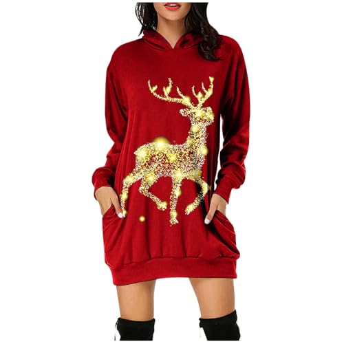 Weihnachtspullover Kleider Damen Rot Weinglas Lang Kapuzenpullover Weihnachten Pullover Sweatshirt Weihnachts Hoodie Lang Baumwolle Sweatkleid Weihnachtskleid Weihnachtspulli Christmas Sweater Frauen Weihnachtspullover Kleider Damen Rot Weinglas Lang Kapuzenpullover Weihnachten Pullover Sweatshirt Weihnachts Hoodie Lang Baumwolle Sweatkleid Weihnachtskleid Weihnachtspulli Christmas Sweater Frauen von Generic