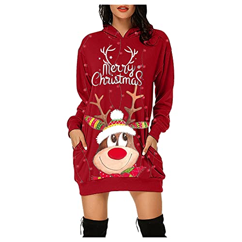 Weihnachtspullover Kleider Damen Rot Weinglas Lang Kapuzenpullover Weihnachten Pullover Sweatshirt Weihnachts Hoodie Lang Baumwolle Sweatkleid Weihnachtskleid Weihnachtspulli Christmas Sweater Frauen Weihnachtspullover Kleider Damen Rot Weinglas Lang Kapuzenpullover Weihnachten Pullover Sweatshirt Weihnachts Hoodie Lang Baumwolle Sweatkleid Weihnachtskleid Weihnachtspulli Christmas Sweater Frauen von Generic