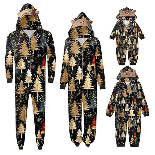 Weihnachtspyjama Familie Set,Weihnachten Pyjama Familie Set Overall Familie Einteiler Onesie Weihnachten Pyjama Set Nachtwäsche Hausanzug Jumpsuit Die Familie Reißverschluss Schlafanzug SK006 von Generic