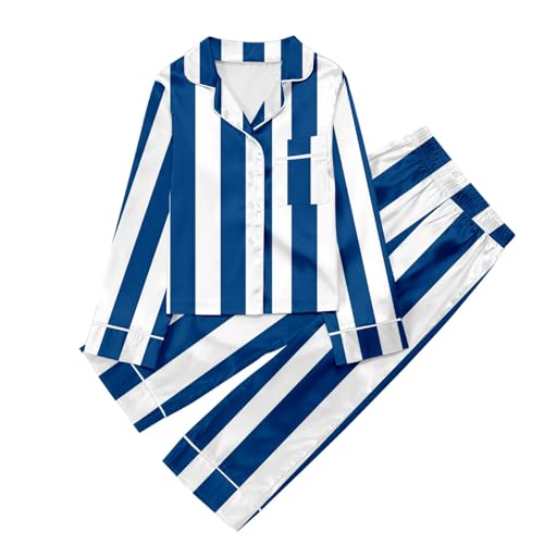 Weihnachtspyjama - Schlafanzug Mädchen 140 146 152 164 Pyjamas Niedliche Pjs für Teenager Cartoon Print Tops und Lange Hosen Big Tween Girl Nightwear Set (X-20-Blau, 13-14 Years) von Generic