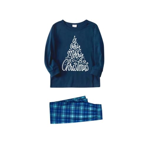 Weihnachtspyjama Set Blau, Children Boys Girls Family Pyjamas Set Weihnachtspyjama Familie Outfit Komfort Passender Homewear Nachtwäsche Zweiteiliger Set Matching Pyjamas Couple05 von Generic