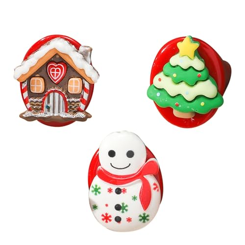 Weihnachtsring für Teenager-Mädchen - Schneemann-Ring für Kinderstrümpfe, Nikolausschmuck | Niedlicher modischer Weihnachts-Cartoon, 3 Stück im Car-Design, riferimento alla descrizione, Bitte von Generic