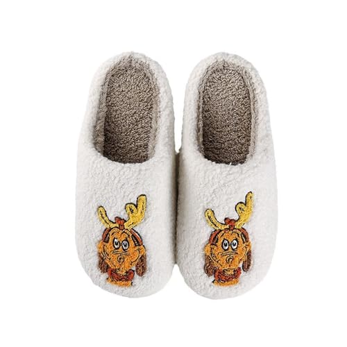 Weihnachtsslipper Unisex Herren Damen Flauschige Plüsch-Slipper Ausgefallene grüne Elf Monster Dieb Print Schuhe Weihnachts-Slipper von Generic