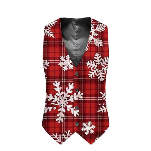 Weihnachtsweste Herren Weihnachten Anzugweste Lustig Weste Christmas Festlich Santa Party Hochzeit Ärmellose Slim Fit Fischgrätweste Anzug Weste Weihnachten Westen Vest Shirts Weihnachten von Generic