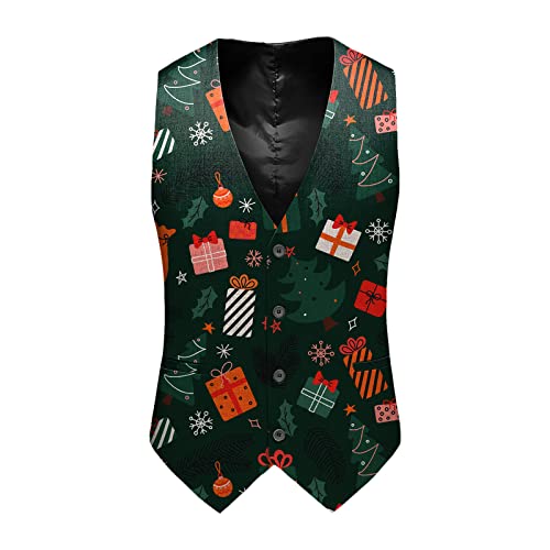Weihnachtsweste Herren Weihnachten Anzugweste Lustig Weste Christmas Festlich Santa Party Hochzeit Ärmellose Slim Fit Fischgrätweste Anzug Weste Weihnachten Westen Vest Shirts Weihnachten von Generic