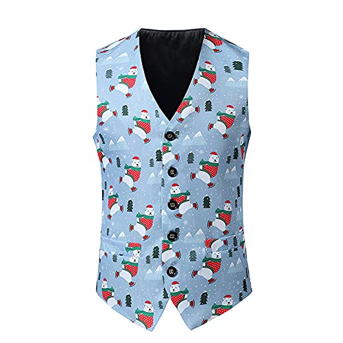 Weihnachtsweste Herren Lustig Christmas Festlich Santa Party Hochzeit Ärmellose Slim Fit Fischgrätweste Anzug Vest Shirts von Generic