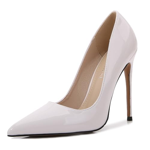 Weiß,37 EU,Damen High Heels Spitz Geschlossene Zehenpartie Lackleder PU Pumps Slip-On Stiletto Braut Party Kleid Abend Hochzeitsschuhe Weiß,37 EU,Damen High Heels Spitz Geschlossene Zehenpartie Lackleder PU Pumps Slip-On Stiletto Braut Party Kleid Abend Hochzeitsschuhe von Generic