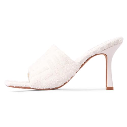 Weiß,40 EU,Damen Stiletto High Heels Peep Square Toe Sandalen Slingback Slip-on Pumps Hochzeit Basic Klassisch Abend Party Abendschuhe von Generic