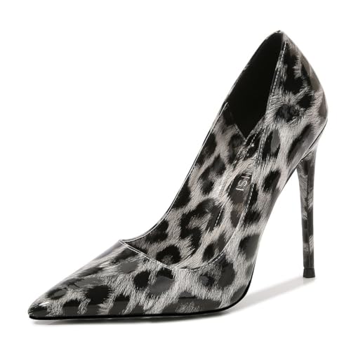 Weiß,41 EU,Damen-Pumps zum Hineinschlüpfen, Spitze, geschlossene Zehenpartie, Stiletto-High-Heels, Leopardenmuster, Hochzeits-, Party- und Abschlussballschuhe von Generic
