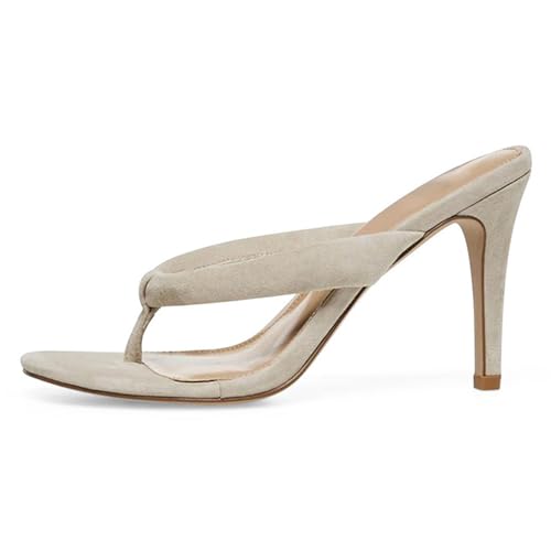 Weiß,45 EU,Damen Wildleder-Flip-Flops mit offener Zehenpartie, rückenfrei, High Heels, Schlupfschuhe, Stiletto-Pantoletten, Slides, Hochzeits- und Abschlussballschuhe Weiß,45 EU,Damen Wildleder-Flip-Flops mit offener Zehenpartie, rückenfrei, High Heels, Schlupfschuhe, Stiletto-Pantoletten, Slides, Hochzeits- und Abschlussballschuhe von Generic