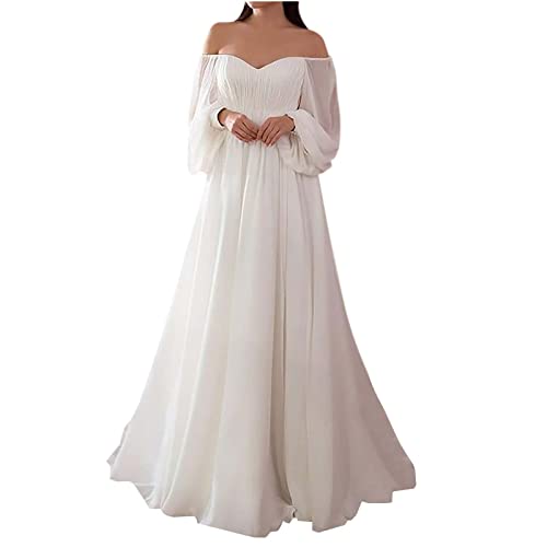 Weiß Kleid Sommerkleider Damen Elegantes Kleid Damen Festlich Brautjungfernkleider Lang Cocktailkleider Damen Festlich Hochzeit Party Kleider Festliche Kleider FüR Damen Hochzeit von Generic