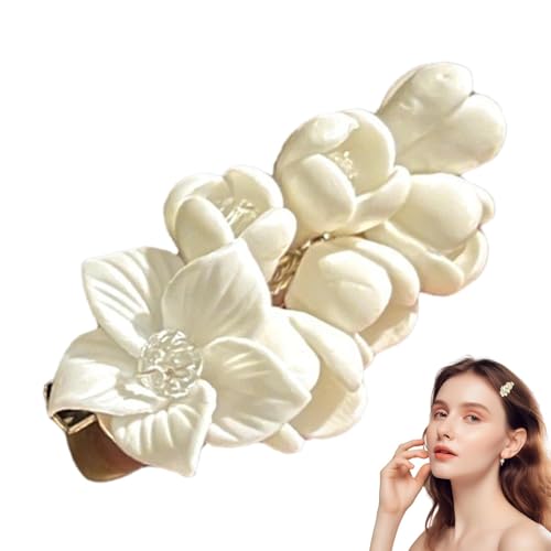 Weiße Blumen-Haarspange, Blumen-Haarnadel für Damen | Pastoral Haarspange Weihnachten Festival - Pastoral Haarspange Weiß Leicht Luxus von Generic