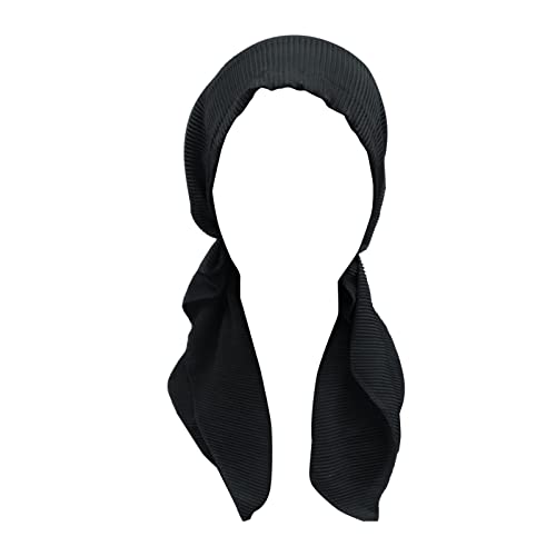 Weißes Stirnband -Hut-Kappe ethnischer böhmischer vorgebundener Zopf-Haar-Abdeckungs-Verpackungs-Turban-Kopfbedeckungs-Hut Kopftuch Männer (Black, One Size) von Generic