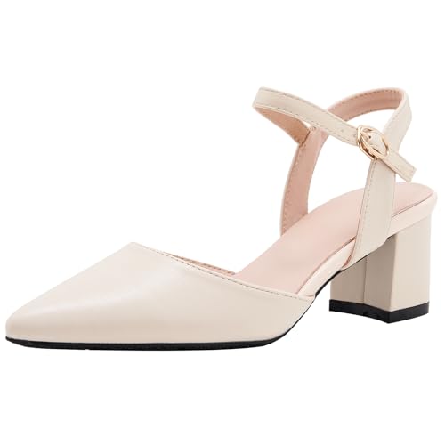 Weite Passform Klassische Spitzenschuhe 5cm/7cm Blockabsatz Mit Goldener Schnalle Und Knöchelriemen Größen 34-44,Apricot 5cm,38 EU Weite Passform Klassische Spitzenschuhe 5cm/7cm Blockabsatz Mit Goldener Schnalle Und Knöchelriemen Größen 34-44,Apricot 5cm,38 EU von Generic