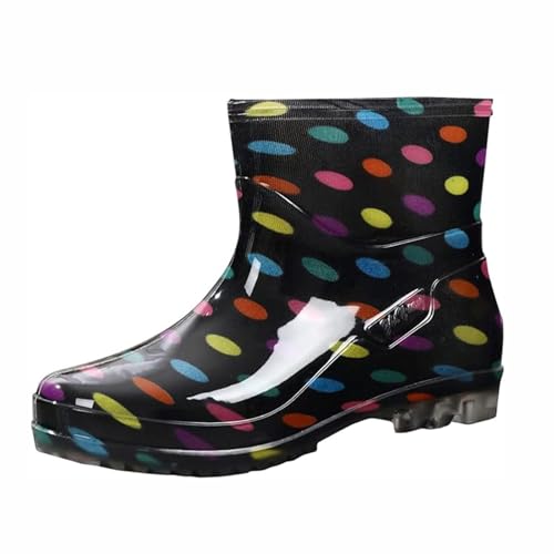 Wellington Boots Women's Short Rain Boots Half Height Garden Shoes Summer Gummistiefel Rain Shoes Riding Ankle Wellies(Black 2,40 EU) von Generic