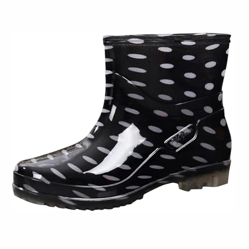 Wellington Boots Women's Short Rain Boots Half Height Garden Shoes Summer Gummistiefel Rain Shoes Riding Ankle Wellies(Black 4,39 EU) von Generic