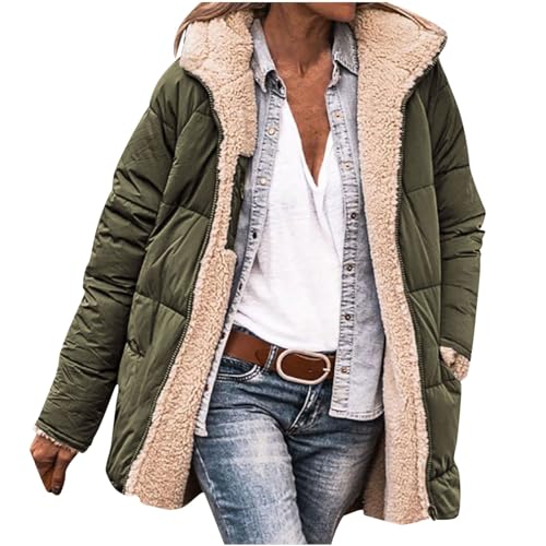 Wendejacke Damen Kurz Einfarbig Steppjacke Mit Kapuze Lässig Reversibel Fleecemantel Warm Gefütterte Winterjacke Reißverschluss Teddyjacke Locker Sherpa Jacke Winterparka Übergangsmantel Wendejacke Damen Kurz Einfarbig Steppjacke Mit Kapuze Lässig Reversibel Fleecemantel Warm Gefütterte Winterjacke Reißverschluss Teddyjacke Locker Sherpa Jacke Winterparka Übergangsmantel von Generic