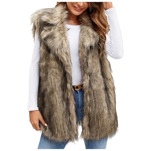 Weste Damen, Lange Kunstpelze Weste Damen Winter Ärmellose Fellweste Revers Elegant Einfarbig Vest Jacke Winter Warme Pelzmantel Flauschig Pelzweste Kunstfell Pelzjacke Parka Fell Mantel Cardigan Weste Damen, Lange Kunstpelze Weste Damen Winter Ärmellose Fellweste Revers Elegant Einfarbig Vest Jacke Winter Warme Pelzmantel Flauschig Pelzweste Kunstfell Pelzjacke Parka Fell Mantel Cardigan von Generic