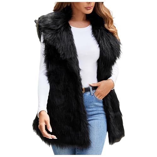 Weste Damen, Lange Kunstpelze Weste Damen Winter Ärmellose Fellweste Revers Elegant Einfarbig Vest Jacke Winter Warme Pelzmantel Flauschig Pelzweste Kunstfell Pelzjacke Parka Fell Mantel Cardigan Weste Damen, Lange Kunstpelze Weste Damen Winter Ärmellose Fellweste Revers Elegant Einfarbig Vest Jacke Winter Warme Pelzmantel Flauschig Pelzweste Kunstfell Pelzjacke Parka Fell Mantel Cardigan von Generic