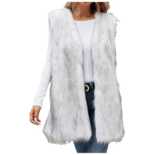Weste Damen, Lange Kunstpelze Weste Damen Winter Ärmellose Fellweste Revers Elegant Einfarbig Vest Jacke Winter Warme Pelzmantel Flauschig Pelzweste Kunstfell Pelzjacke Parka Fell Mantel Cardigan Weste Damen, Lange Kunstpelze Weste Damen Winter Ärmellose Fellweste Revers Elegant Einfarbig Vest Jacke Winter Warme Pelzmantel Flauschig Pelzweste Kunstfell Pelzjacke Parka Fell Mantel Cardigan von Generic