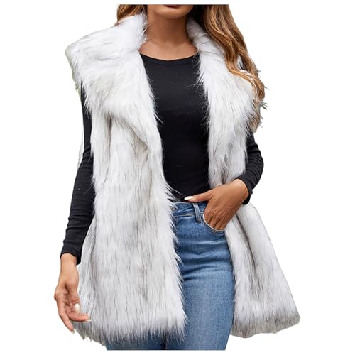 Weste Damen, Lange Kunstpelze Weste Damen Winter Ärmellose Fellweste Revers Elegant Einfarbig Vest Jacke Winter Warme Pelzmantel Flauschig Pelzweste Kunstfell Pelzjacke Parka Fell Mantel Cardigan Weste Damen, Lange Kunstpelze Weste Damen Winter Ärmellose Fellweste Revers Elegant Einfarbig Vest Jacke Winter Warme Pelzmantel Flauschig Pelzweste Kunstfell Pelzjacke Parka Fell Mantel Cardigan von Generic