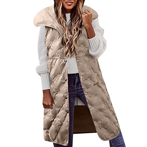 Weste Damen, Winterjacke Damen Lang Ärmellos Steppweste Winter Warm Daunenweste Winterjacke Lange Daunenmantel Große Größe UBergangsjacke Frauen Bodywarmer Outdoorjacke Mantelweste von Generic