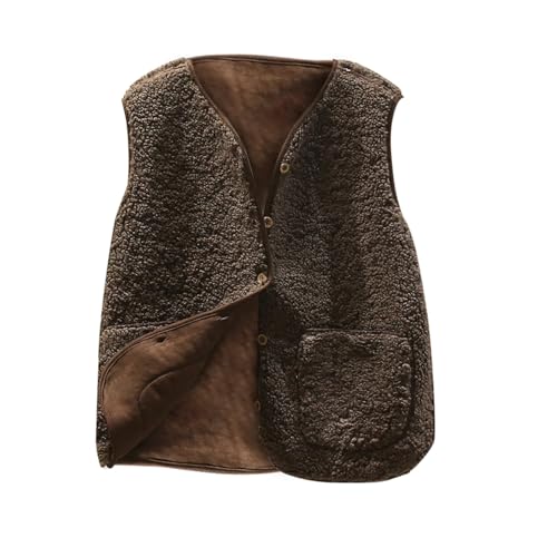 Weste Damen Kurz Winter Warme Teddy Fleece Weste Einfarbig Knöpfen Plüschweste Mit Taschen Ärmellos V-Ausschnitt Fleeceweste Bequem Übergangsweste Weich Kaschmir Plüschjacke Outer Plüschmantel Weste Damen Kurz Winter Warme Teddy Fleece Weste Einfarbig Knöpfen Plüschweste Mit Taschen Ärmellos V-Ausschnitt Fleeceweste Bequem Übergangsweste Weich Kaschmir Plüschjacke Outer Plüschmantel von Generic