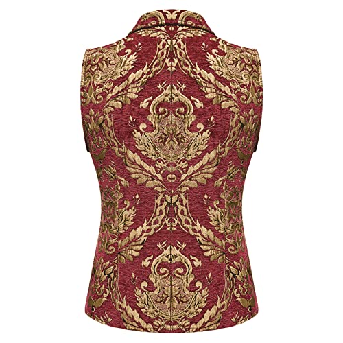 Weste Herren - Blumen Druck Ärmelloses Reverskragen Waistcoat Viktorianischer Gothic-Anzug Steampunk-Weste Punk Mittelalter Smoking Weste Karneval Halloween Party Kostüm Weste Herren - Blumen Druck Ärmelloses Reverskragen Waistcoat Viktorianischer Gothic-Anzug Steampunk-Weste Punk Mittelalter Smoking Weste Karneval Halloween Party Kostüm von Generic