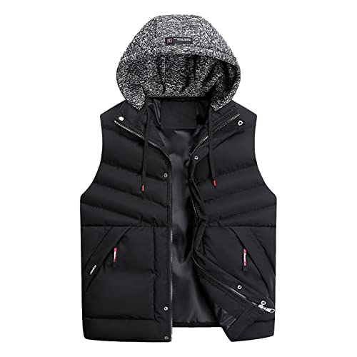 Weste Herren Sportweste Leichte Puffer Winter Warme Arbeitsweste Sport Basic Mit Reißverschluss Taschen Steppweste Zip Up Weste Festliche Ärmellose Weihnachts Jacket Schwarz 3XL von Generic