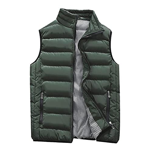 Weste Herren Sportweste Leichte Puffer Winter Warme Arbeitsweste Sport Große Größen Mit Stehkragen Steppweste Zip Up Weste Festliche Ärmellose Halloween Jacket Armeegrün L von Generic