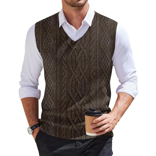 Weste Warm Herren Mens Vest Männer Weste Strick Männer Weste Mens Vest Weste Herren Pullover Herren Frühling Wolle Pullunder Mann Herren Weste Vintage Trachtenwesten Für Herren Herren Strickjacken von Generic