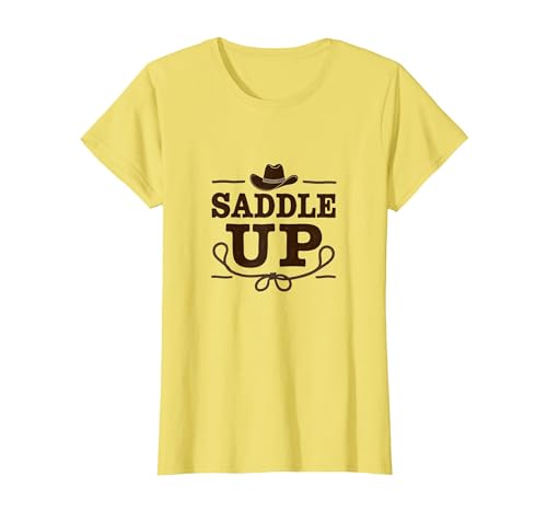 Westernsattel für Mädchen, Cowgirl, Rodeo-Abenteuer T-Shirt, Damen, Gelb, M von Generic