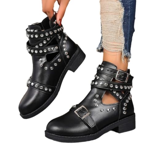 Westernstiefel Damen Elegant Cowboy Stiefeletten Schwarz Winterstiefel Western Cowboy Boots Wildleder Boots Outdoor Winterstiefel Halbhoch Stiefeletten Westernstiefel Leder Schwarze von Generic