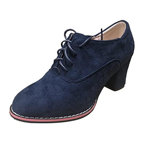 Westernstiefel Damen Keilabsatz Schuhe Damen Wasserdichte Modische Halbschuhe Stiefel Runde Zehenkappe Elegant Stöckelschuhe Dicker Boden Einfarbig Tanzstiefel Damen (Blue, 41) von Generic