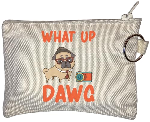 What Up Dawg Cute Pug Photographer Kleine Geldbörse mit Geldbörse Beige One Size von Generic