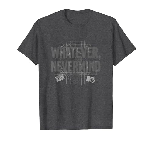 Whatever Nevermind Gen X Nostalgic 90s Grunge Attitude T-Shirt, Herren, Anthrazit Meliert, 4XL von Generic