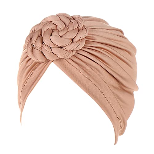 Wickelabdeckung Böhmische Turban Zöpfe Kappe Blume Haar Ethno Hut Turban Krebs Kappe Kopfbedeckung Kopfbedeckung Heardband Freude Band für Männer (Khaki-3, Einheitsgröße) von Generic