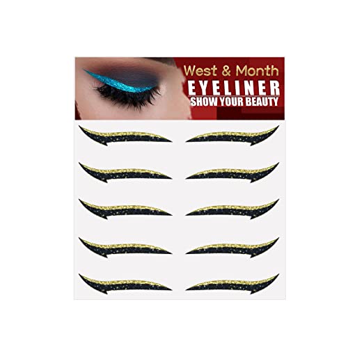 Wiederverwendbare Dosenaufkleber Sticke wiederverwendbar 5 Paar/10 Get Eyeliner You Eyeliner Koffer Gefüllt (Gold, One Size) von Generic