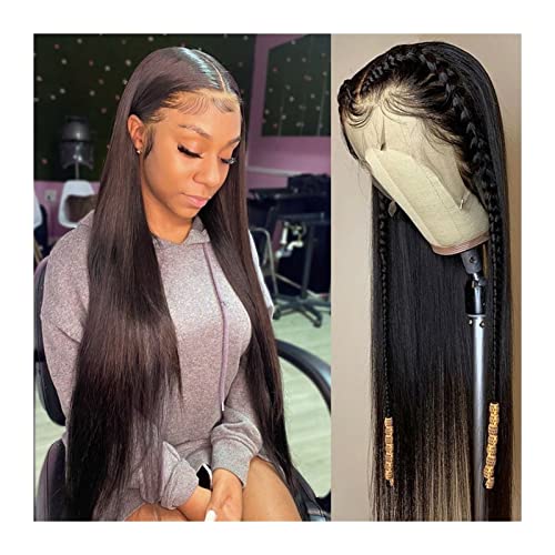 Wigs 10-38 Inch Straight Lace Front Wig for Women Human Hair Wig Brazilian Hair Glueless Full Hd Transparent 13x4 Lace Frontal Wig Wig (36inches Natural Color 150%) von Generic