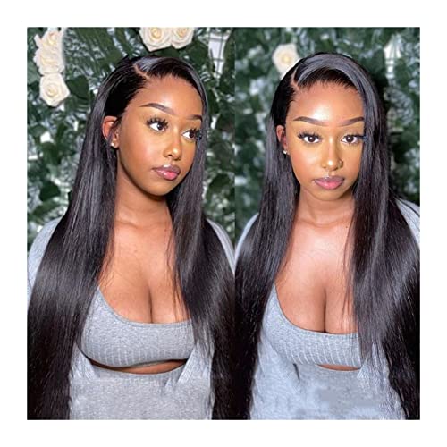 Wigs 12-30 Inch Bone Straight Lace Front Wig 150% Density Peruvian HD Transparent 13x4 13x6 Lace Frontal Human Hair Wigs for Women Wig (Transparent 13x4 Wig 24inches) von Generic