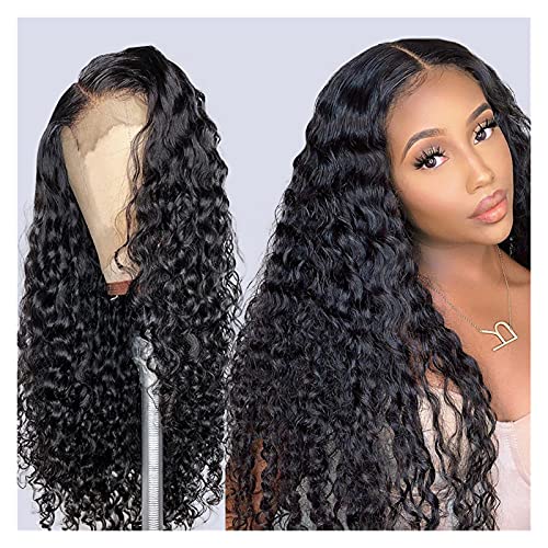 Wigs 8-40 Inch Curly Lace Front Human Hair Wigs for Women Fulll Pre Plucked 13x4 Hd Frontal Brazilian Short Bob Deep Water Wave Wig Wig (12inches Natural Color 180%) von Generic