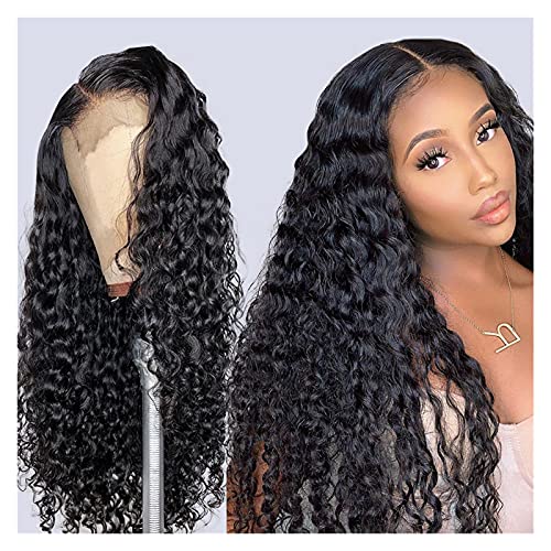 Wigs 8-40 Inch Curly Lace Front Human Hair Wigs for Women Fulll Pre Plucked 13x4 Hd Frontal Brazilian Short Bob Deep Water Wave Wig Wig (28inches Natural Color 180%) von Generic