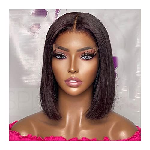 Wigs Brazilian Straight Hair 13X1 4X1 T Part Bob Lace Front Human Hair Wigs for Women Short Bob Transparent Lace Human Hair Wig Wig (4X1 T Part Lace 12inch (30cm)) von Generic