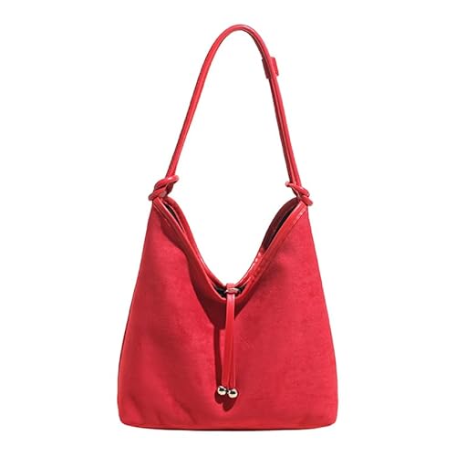 Wildleder -Einkaufstasche for Frauen Einfacher Farbstasche for Arbeitsreisen (rot) von Generic