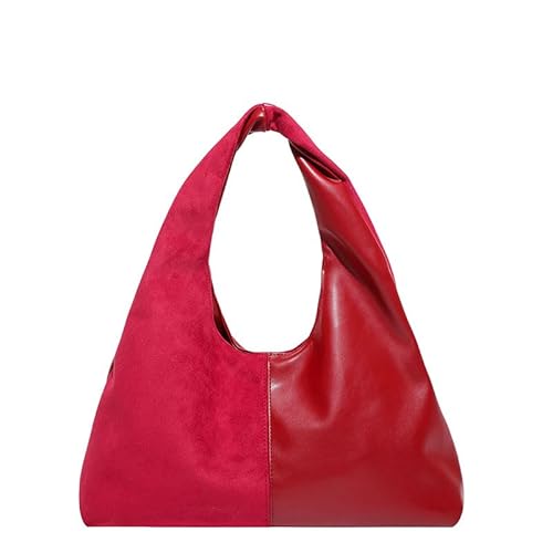 Wildleder -Hobo -Tasche Große schlampige Umhängetasche for Frauen arbeiten jeden Tag (rot) von Generic